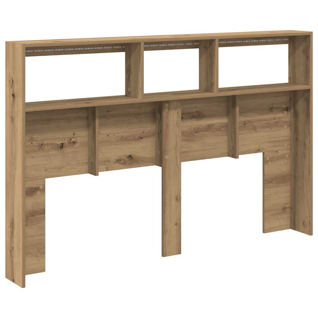 Headboard Cabinet with LED Artisan Oak 160x17x102 cm